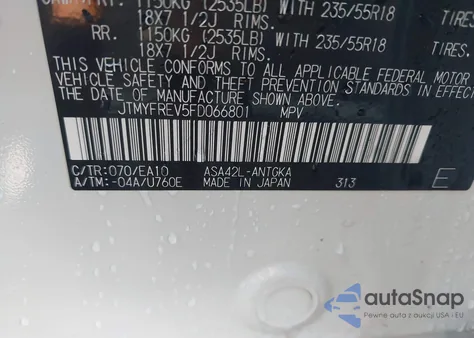 2015 Toyota Rav4 Limited from USA, damaged, VIN JTMYFREV5FD066801